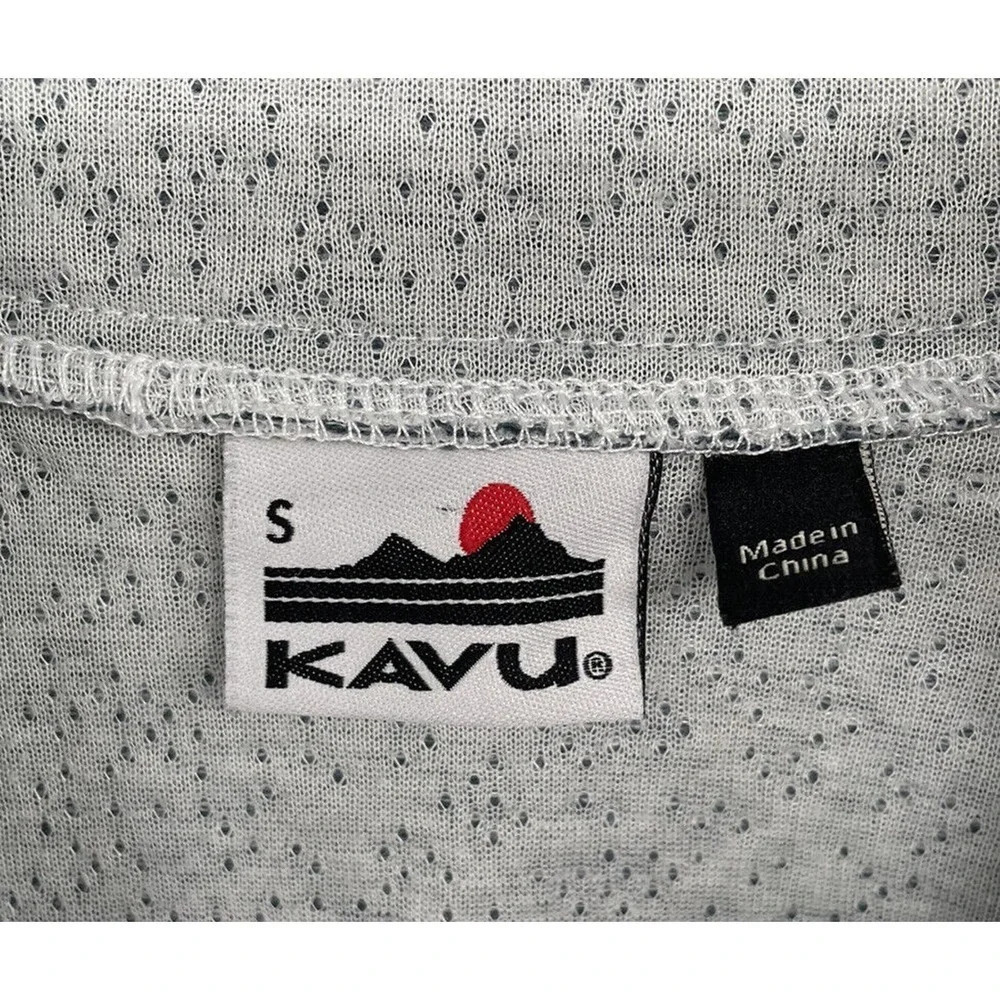 Kavu Women's Size S Lopez Long Sleeve Mock Neck Shirt Top Thumb Holes Button - Picture 9 of 11